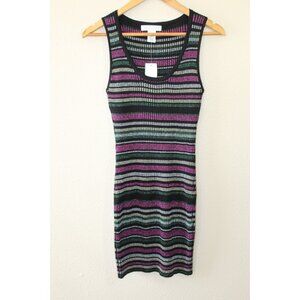 Planet Gold Womens Juniors Multicolor Stripe Sleeveless Body Con Dress L NWT